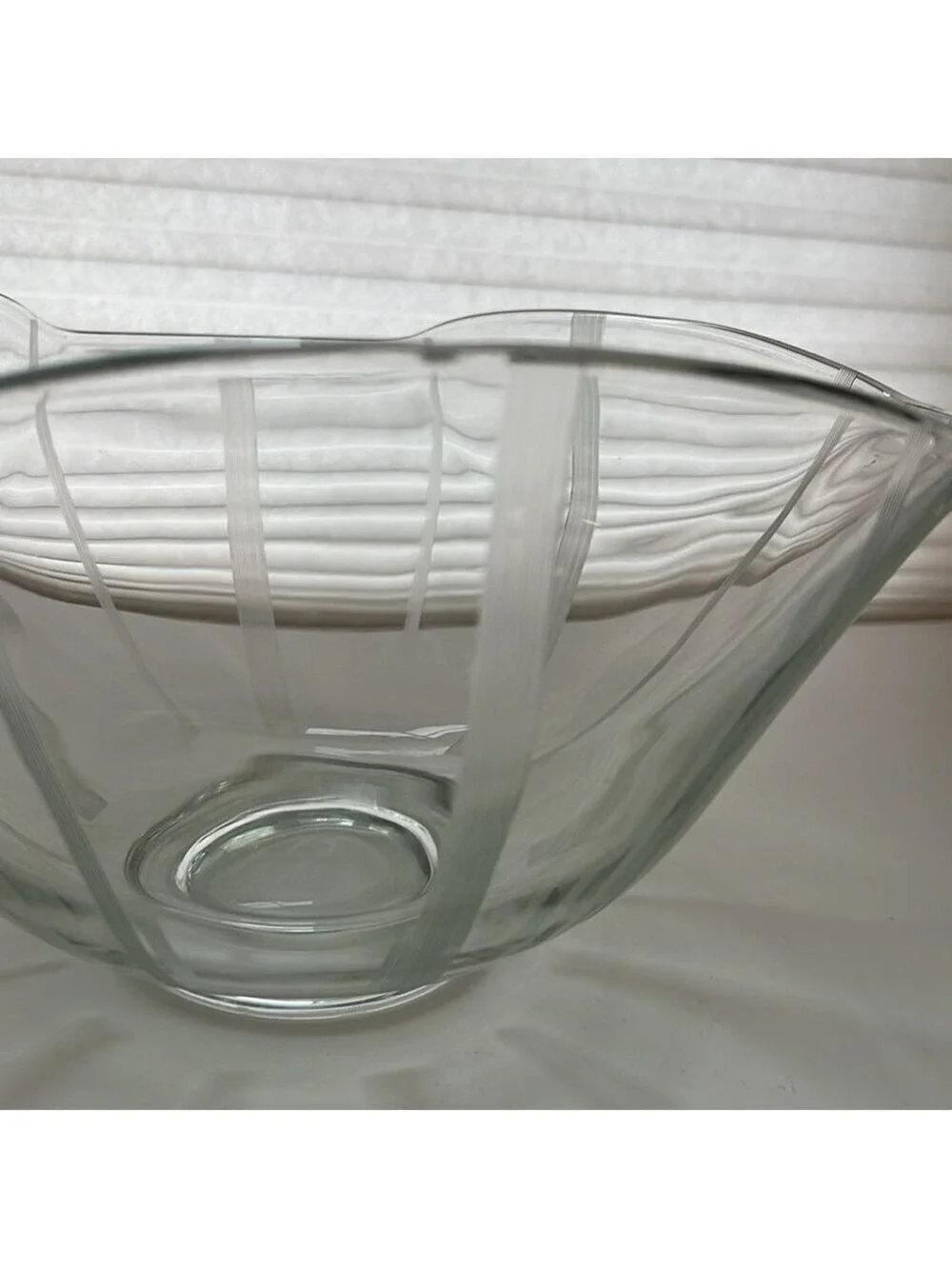 Vintage MCM Indiana Glass Clear Etched Chip and Dip Serving Bowls Rare Set of 2